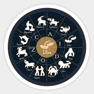 Libra, Zodiac, Astrology, Horoscope, Stars, Sun-and-moon. Birthday, Valentines-day, Holidays, Sticker